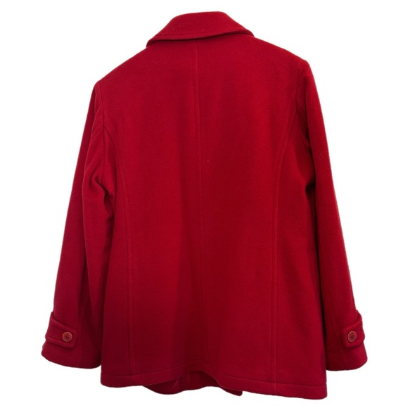 L.L.Bean red double breasted lambs wool winter coat - Picture 4 of 6